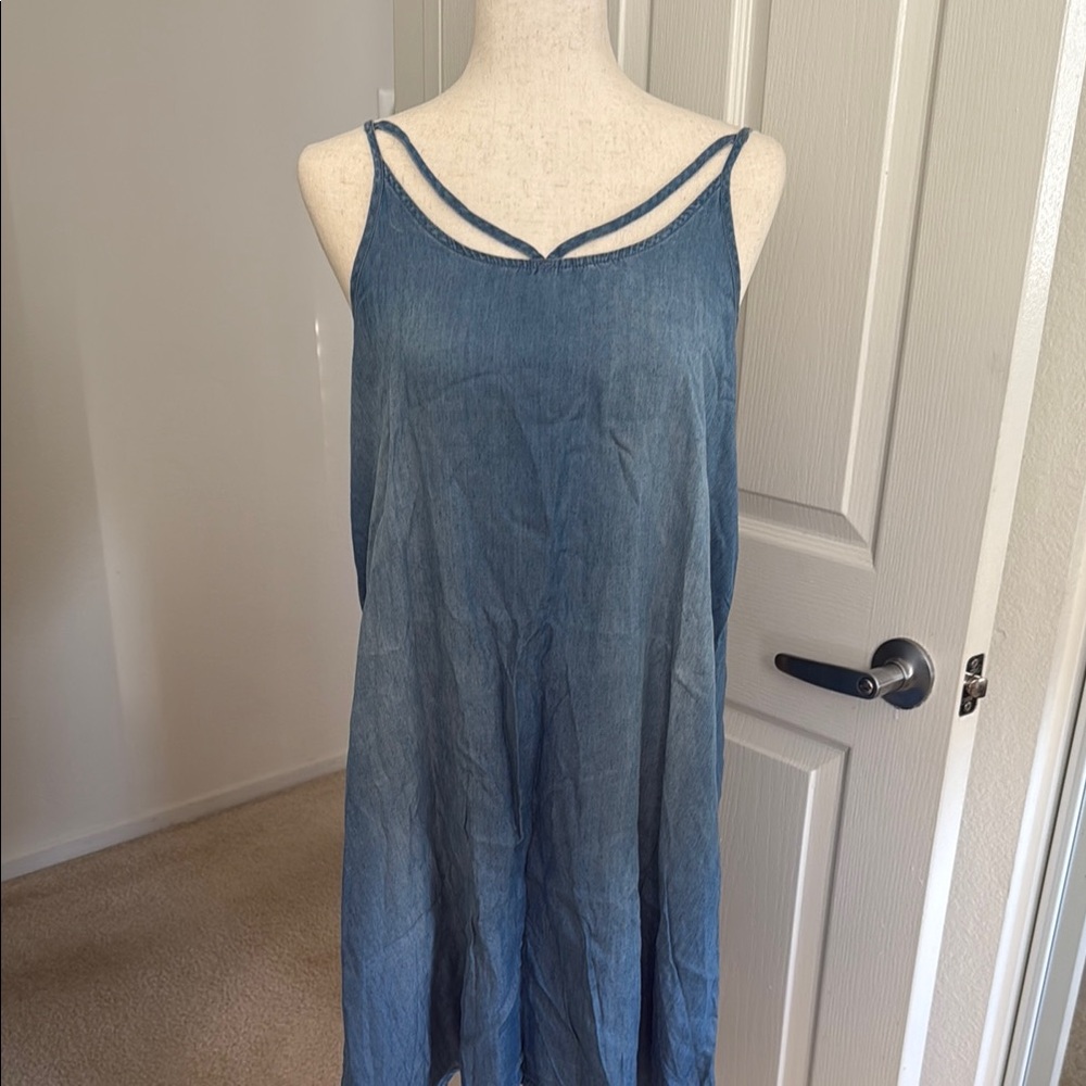 Blue Denim Sleeveless midi Dress